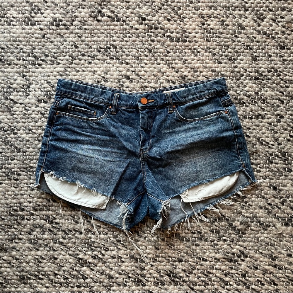 Raw hem denim shorts